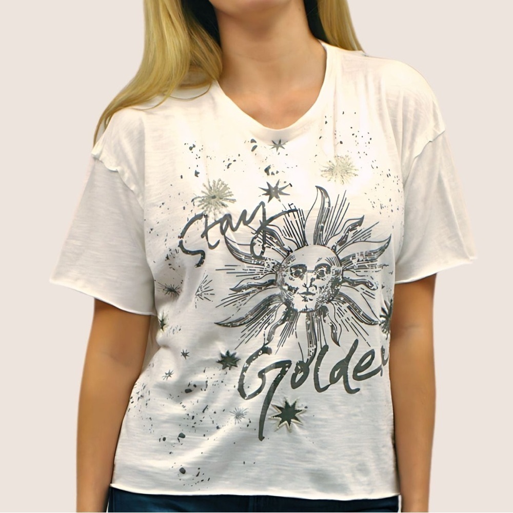 Kyla Seo Ivory Heathered Tonia Stay Golden Sun Comfort Tee